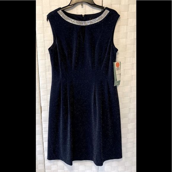 Scarlett Navy Rhinestone Cocktail Dress 10 NWT - Picture 2 of 9